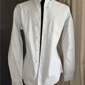 Topman White and Light Gray Striped Button-Down Shirt